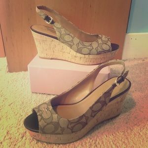Coach signature wedge heels size 9